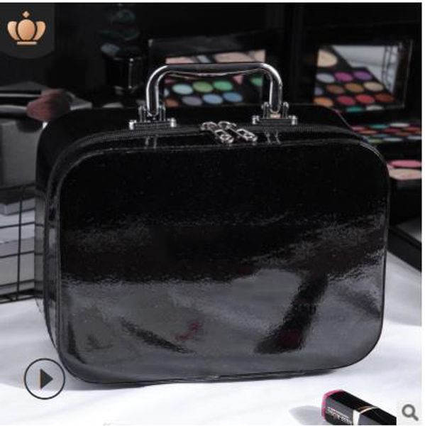 

designer make up bag case new arrival shinning urban beauty capacity big solid zipper pu leather selling plain hand