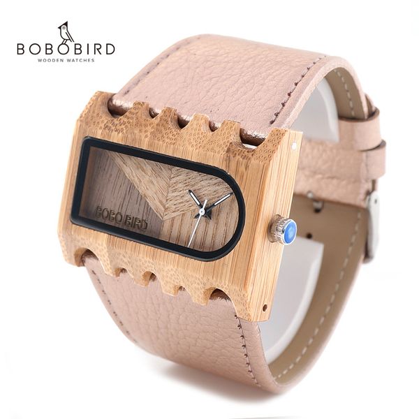 

bobo bird ladies wide band watch rectangle bamboo wood women's dress watch reloje mujer in gift box zegarek damski v-n21, Slivery;brown