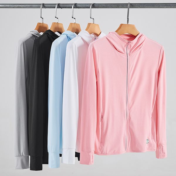 

new lovers hooded sun-protective knitted ice silk skin coat with some stretchy sun uv protection ultra-thin breathable clothing, Blue;black