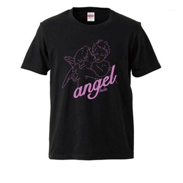 

loose printed streetwear new tshirt angel casual short sleeve men tshirts fashion summer male women round neck, White;black