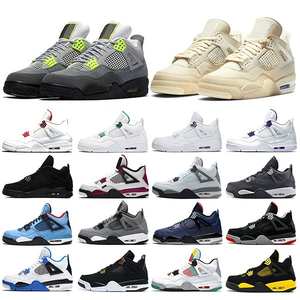 

mens basketball shoes jumpman 4 4s neon bred sail black cat what the rasta trainers sneakers sports runners drop shipping
