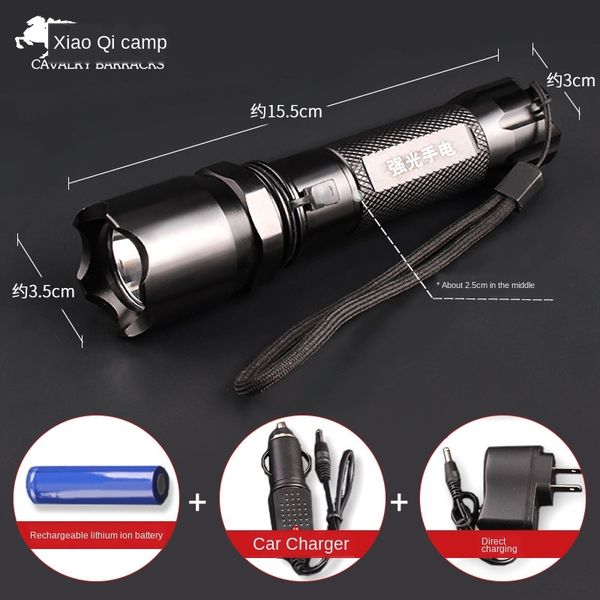 

xiao qi camp outdoor lighting mini self-defense zoom flashlight led high-light long-range rechargeable flashlight