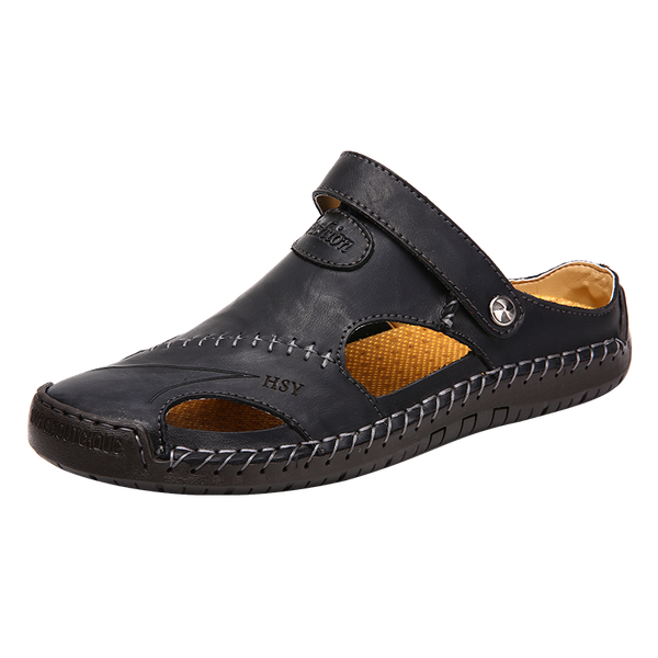 

2020 summer sandals men classic leather sandals slipper soft beach flip flops men trekking big size 47 48, Black