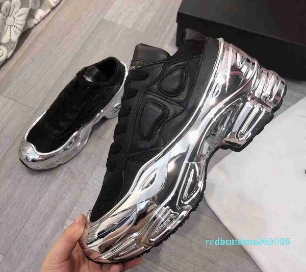 

2019 new fashion women coated soles mirror reflective ozweego colorful gradient hollow raf simon women casual shoes cr15, Black