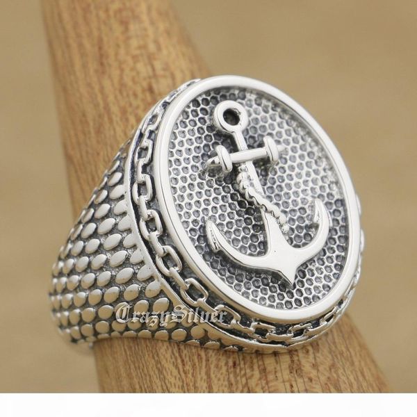 

925 sterling silver якорной цепи мужского biker rocker punk кольцо 9w023 сша размер 7 ~ 15, Golden;silver
