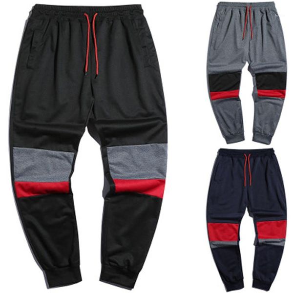 

hop sports trousers male pocket drawstring running harlan trousers fashion casual color matching men pants designer new hip, Black