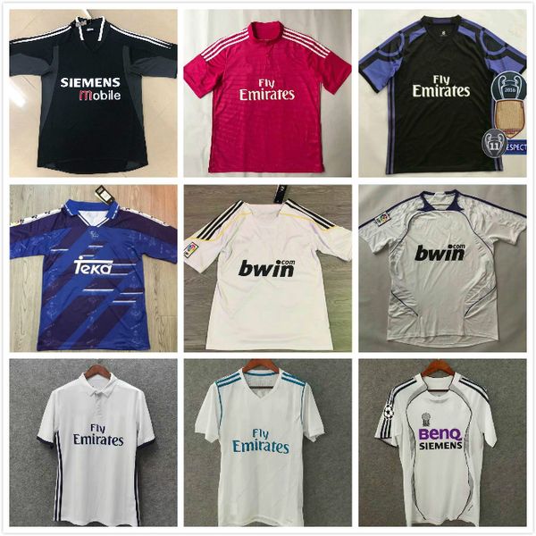 

#7 raul #9 ronaldo #23 beckham retro 06 07 real madrid soccer jersey vintage 2006 2007 football shirt cannavaro marcelo higuain, Black;yellow