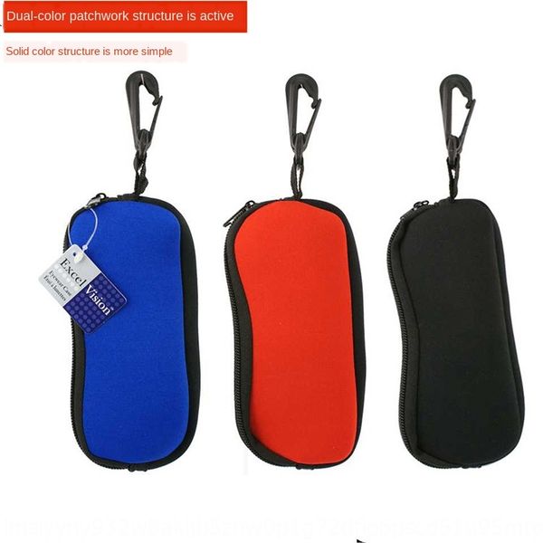 

origin simple zipper zipper diving glasses waterproof sun glasses bag soft bag, Blue