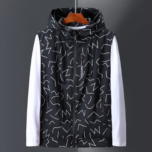 

большой размер мужской весной и осенью корейский стиль модный молодежный жилет жилет без рукавов пальто свободный случайный с капюшоном жиле, Black;white