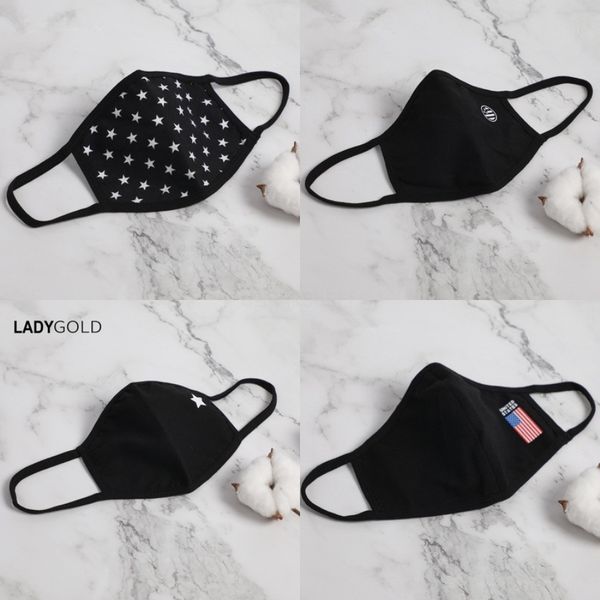 

wasable cotton fa masks anti dust protective fa er plain black wite#296