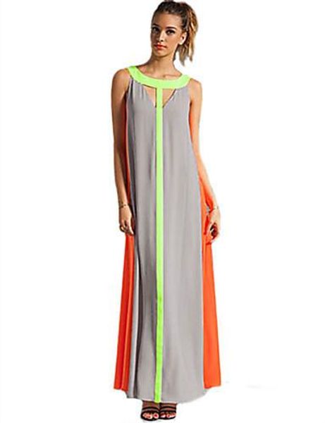 

2020 chiffon split joint hit color will pendulum dress sleeveless easy leisure time skirt, Black;gray