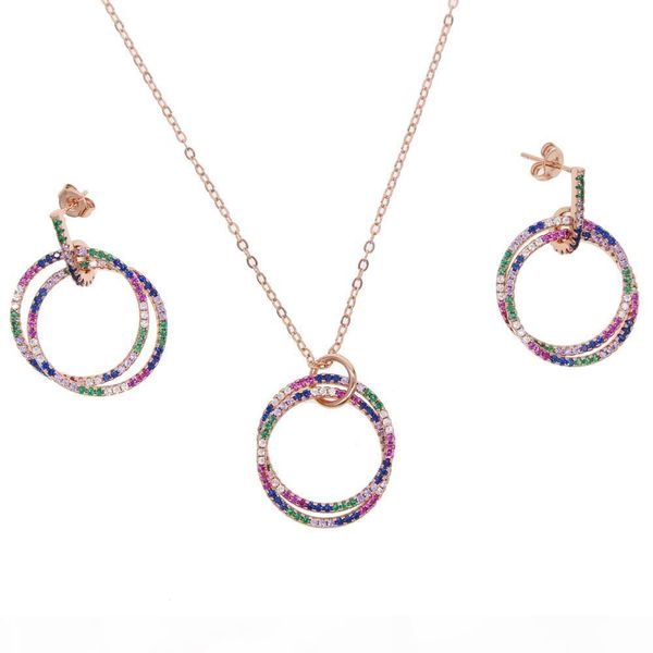 

rainbow cz circle earring double wrap circles geometric fashion women jewelry dangling charming women jewelry, Golden;silver