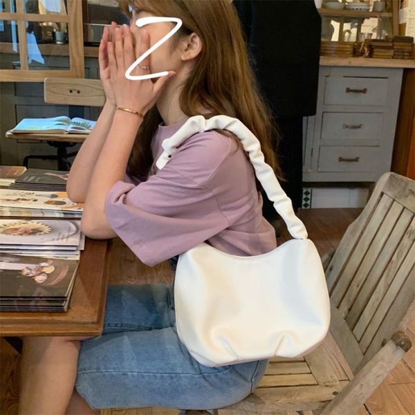 

fashion ruched shoulder bag for women messenger handbags casual solid clutch bag sac femme leather ladies hand bags bolso mujer