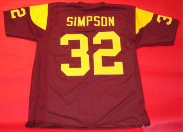

custom men youth women vintage usc trojans oj simpson jersey heisman football jersey size s-5xl or custom any name or number jersey, Black