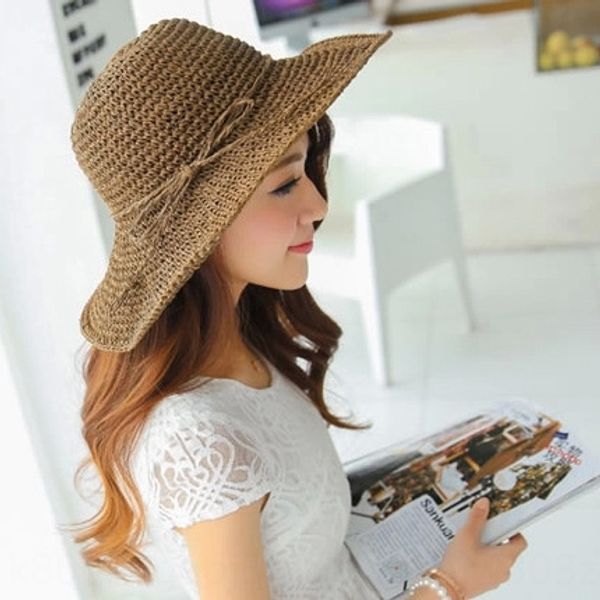 

yuchen pepper beach beach straw sunshade fisherman korean bucket bucket straw fisherman foldable hat female summer big brim hat, Blue;gray