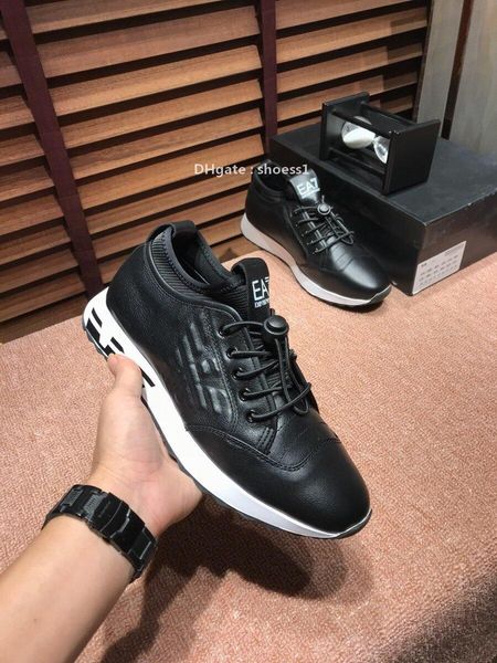 

2021-2020i fashion men 's running shoes luxury casual shoes breathable leather classic sneakers low party shoes ,size, Black