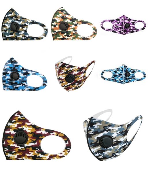 

washable reusable mouth face masks camouflage sponge mask anti cold mask humanized designer printed face masks #745#657, Black