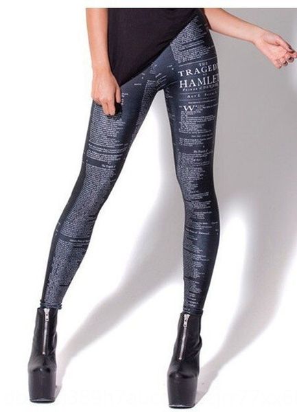 

2015 new fashion digital printing black tight pants digital tight pants bottom letter pattern leggings slimming lgs3669, Black;white
