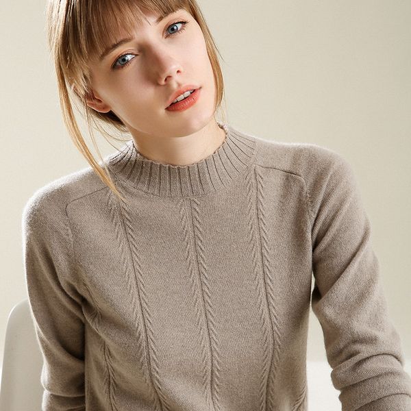 

fashion cashmere blended knitted sweater women autumn winter turtleneck pullovers female long sleeve solid color, White;black