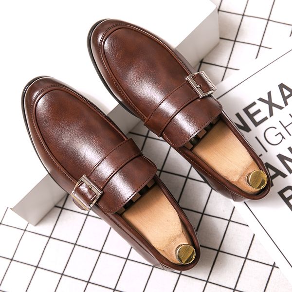 

classic men loafer shoes designer buckle strap men shoes black brown youth fashion casual sneakers leather casual adult