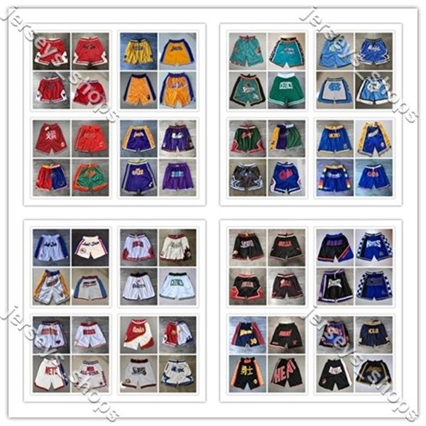 

mens authentic stitched mens just don pocket shorts 63 edition stitched all city teams name & year id tags just don pocket basketball shorts, Black;red