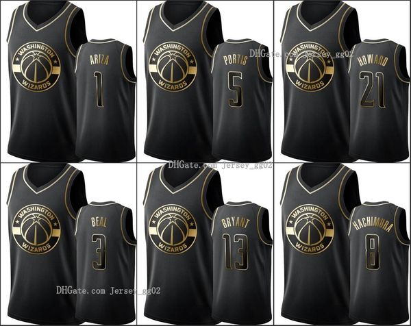 

washington wizards men tomas satoransky bradley beal trevor ariza rui hachimura nba black golden edition basketball jersey