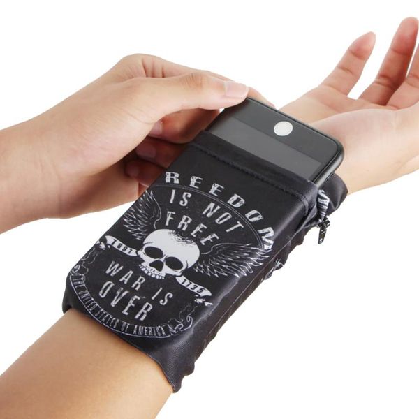 

1pc outdoor multifunctional running bags cycling wrist band wallet safe storage wallets zipper wrist ankle wrap sport strap, Black;red