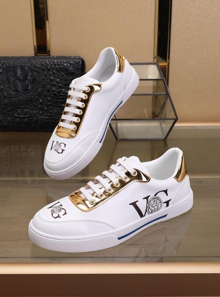 

2020l high-end men's leather letter low-lace-up casual shoes, high-quality large size fashion outdoor sports shoes, size: 38-45, Black