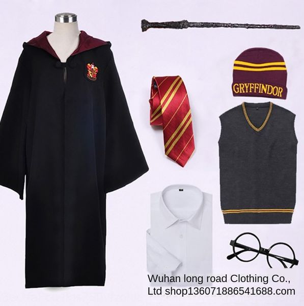 

halloween magic clothes harry potter loak clothing clothing magic robe harry cloak gryffindor costume school uniform, Black;red