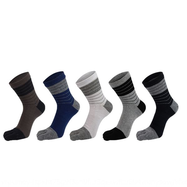 

men's five-finger cotton five-finger split toe cotton socks new mid-length men's sports socks, Black