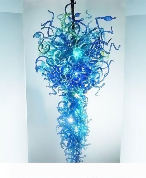 

100% mouth blown borosilicate superior blue glass large ceiling light style murano glass crystal chandelier lighting