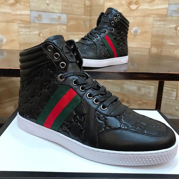 

fast delivery men 's ace signature high sneaker men shoes fashion classic shoes lace -up style casual men boots scarpe da uomo di, Black