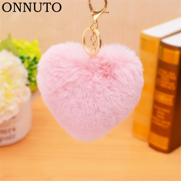 

10-12cm fluffy fur pompom keychain soft lovely heart shape pompon faux rabbit fur pom poms ball car handbag key ring gift, Silver