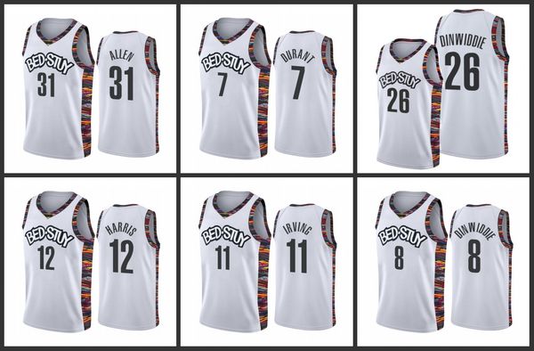 

brooklyn nets jarrett allen joe harris kevin durant kyrie irving spencer dinwiddie spencer dinwiddie men 2019-20 city jersey, Black