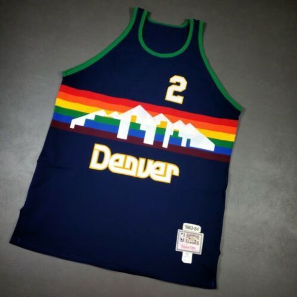 

100% stitched alex english mitchell ness 83 84 nuggets jersey size xs-5xl mens throwbacks basketball jerseys, Gray