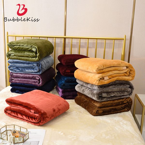 

bubble kiss coral fleece sofa blanket solid color wearable household blanket portable travel throw anti-pilling blankets