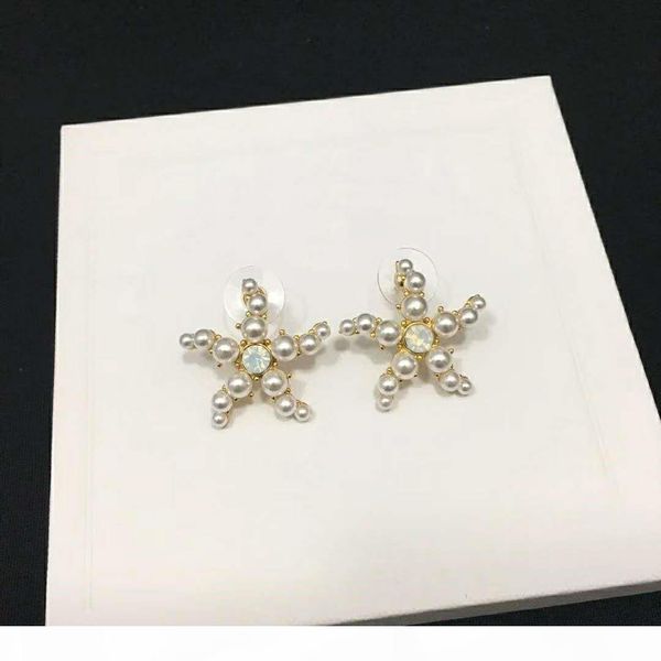 

r new star diamond fashion pearl designer earrings luxury designer jewelry women earrings, Golden