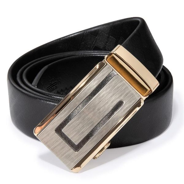 

hi-tie brand fashion belts for men genuine leather men's belt automaic buckle luxury belt business black leather, Black;brown