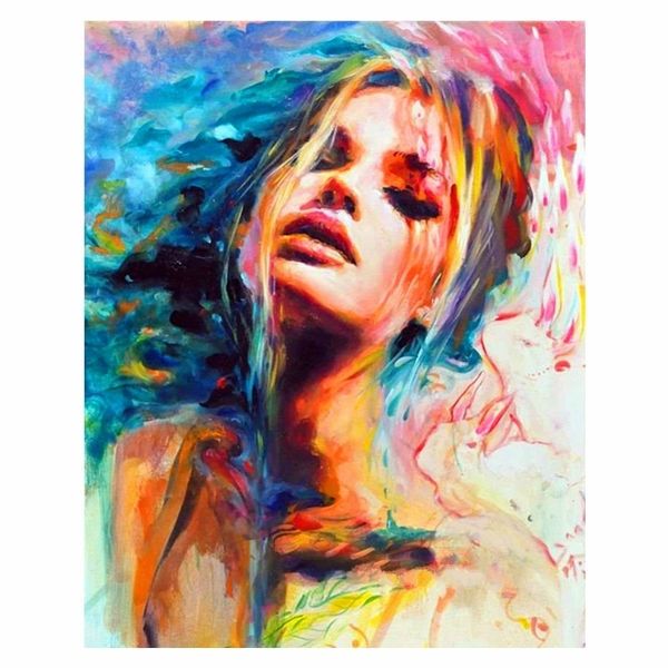 

fashion girl canvas wall art poster prints modern watercolor woman portrait oil painting abstract wall pictures for living room decor