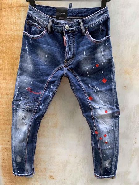 

mens jeans new fashion mens stylist black green jeans skinny ripped destroyed stretch slim fit hip hop pants for men, Blue