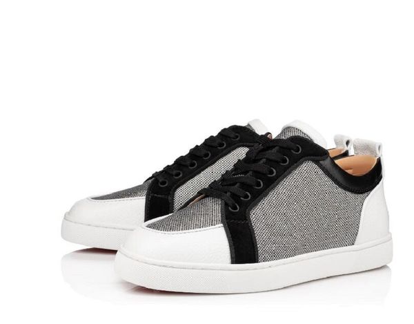 

luxurious designer red bottom men causal loafers low mesh leather sneakers designer flats leisure trainer footwear party wedding shoes, Black