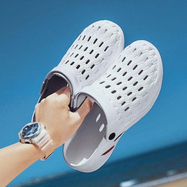 

classic slip on garden clog shoes men quick drying summer beach slipper breathable outdoor sandals platform gardening shoes, Black