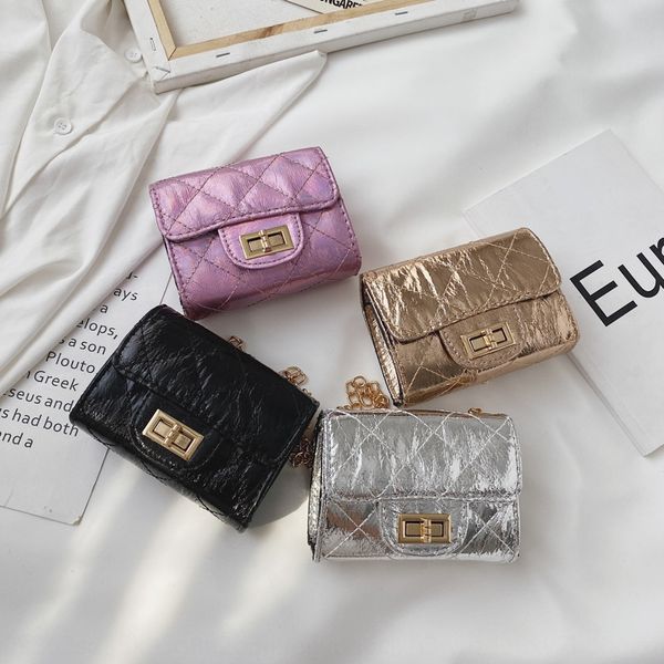 

31rd4 korean new tong bao tong bao small square children's messenger bright laser children's accessories bag fashion girl chain sm