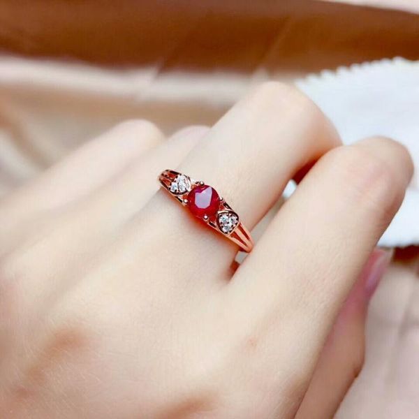 

meibapj real natural new burned ruby gemstone fashion ring for women real 925 sterling silver fine wedding jewelry, Golden;silver