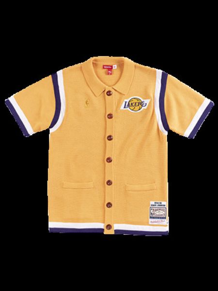 

lakers magic johnson mitchell ness clot x merino knit shooting shirt, Gray