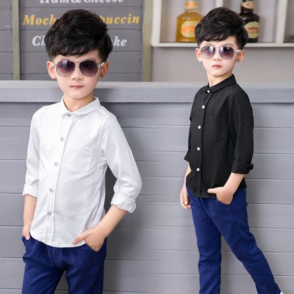 

autumn korean children's long sleeve new boy's casual shirt baby's base shirt fashion, White;black