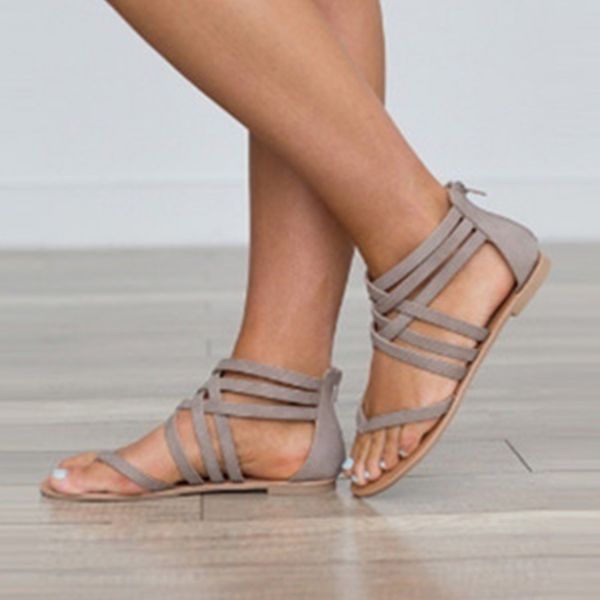 

woman sandals flops female flip ladies cross tie shoes rome women's summer footwear women solid comfortable flats, Black