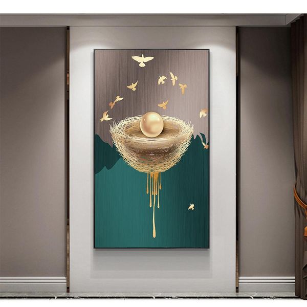 

Modern Abstract Art Eggs In Bird Nest Canvas Art Paintings Wall Art Pictures for Living Room Home Decor (No Frame)