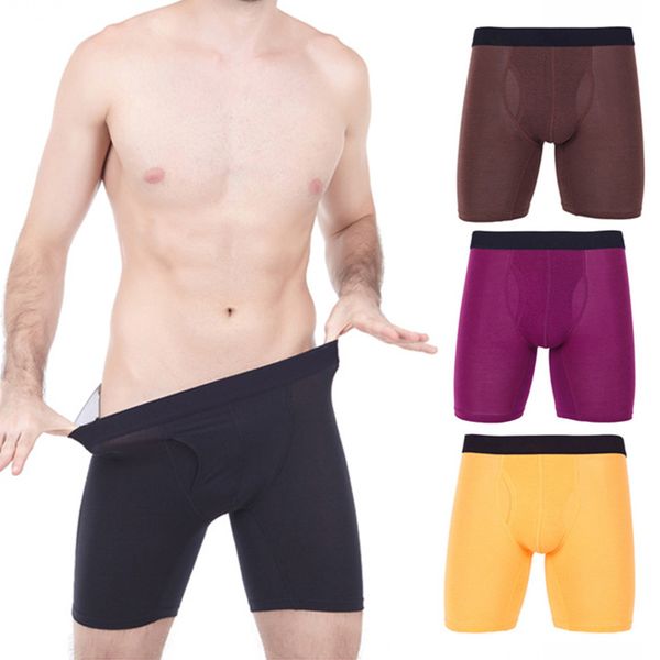 

underpants -5xl cotton long boxershorts men underwear boxer hombre sports comfortable breathable five-point boxers, Black;white