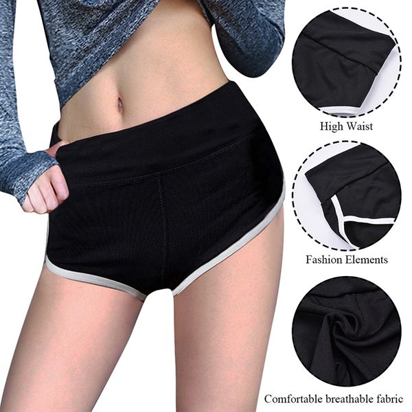 

women's plus size casual sports fitness shorts 2020 new spring and summer colorblock elasticity pack hip boxer briefs, White;black